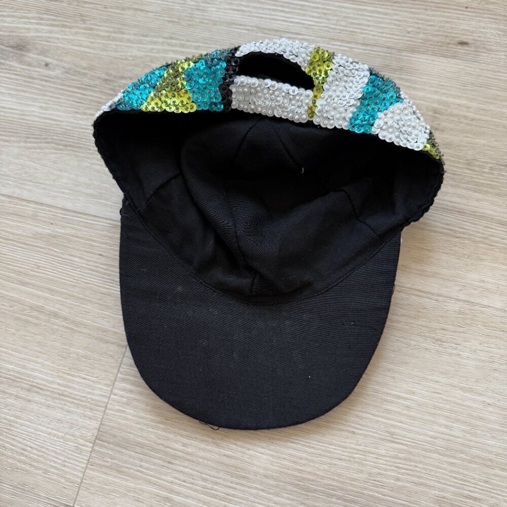 Vintage Sequin Baseball Cap Mosaic Colorful Hat 80s 90s - Picture 6 of 11